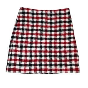 Talbots Red and Black Checkered Mini Skirt sz 4 Pet